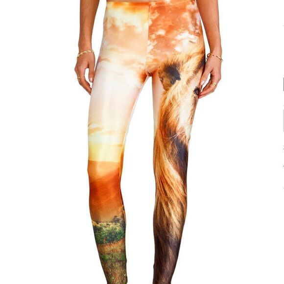 Pants - NEW WOLF We Are Handsome Australia Leggings Gold Boho Shiny Animal RARE S